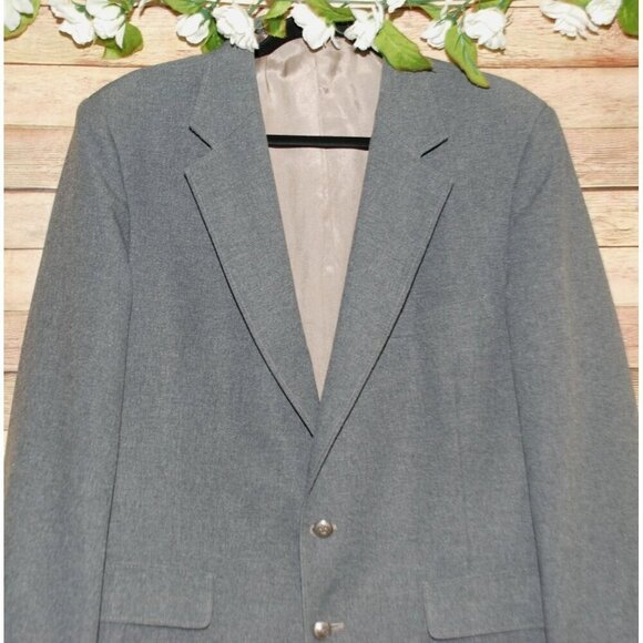 Vintage Style Edgeworth Gray Blazer Sport Coat Jacket Size 42R Double Buttons - Picture 2 of 10